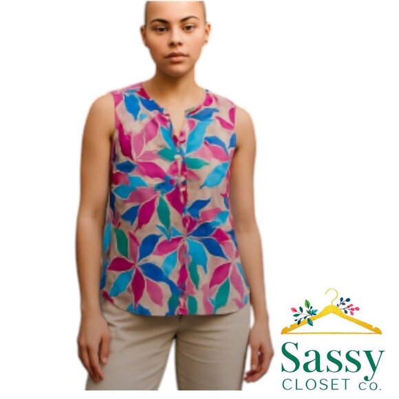 NYDJ Blouse – Pastel Floral, Lightweight Layering, Sz M, EUC - Picture 1 of 9